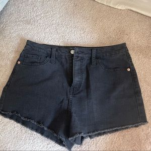 Black denim shorts